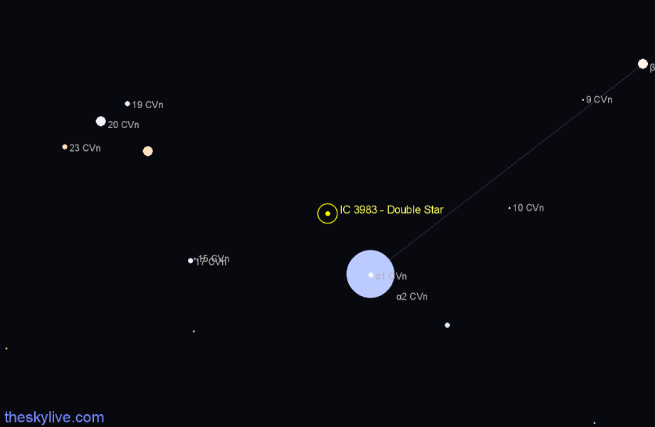 Finder chart IC 3983 - Double Star in Canes Venatici star