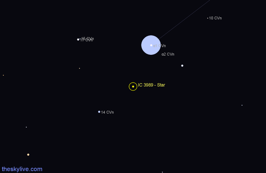 Finder chart IC 3989 - Star in Canes Venatici star