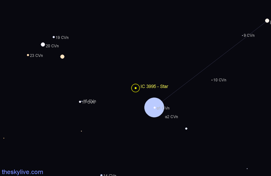 Finder chart IC 3995 - Star in Canes Venatici star