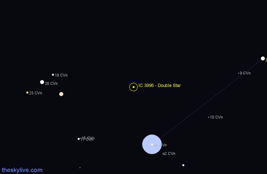 Finder chart IC 3996 - Double Star in Canes Venatici star