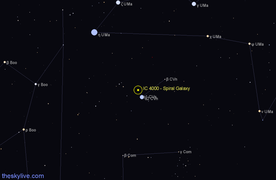 Finder chart IC 4000 - Spiral Galaxy in Canes Venatici star