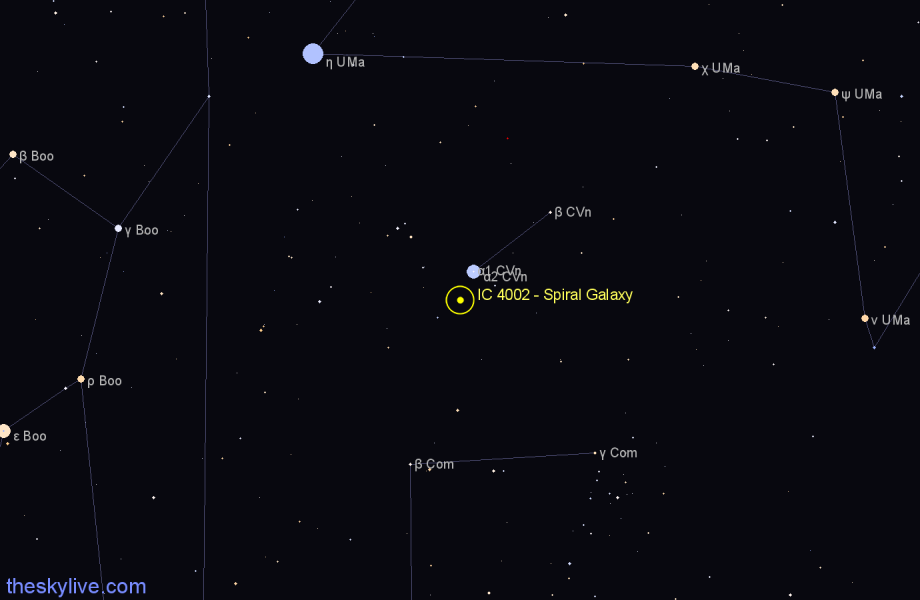 Finder chart IC 4002 - Spiral Galaxy in Canes Venatici star