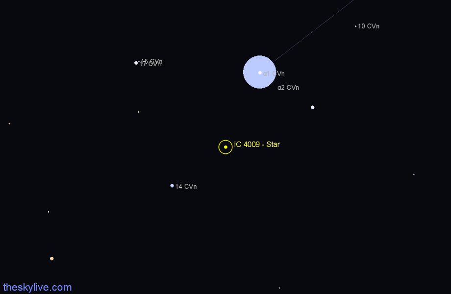 Finder chart IC 4009 - Star in Canes Venatici star