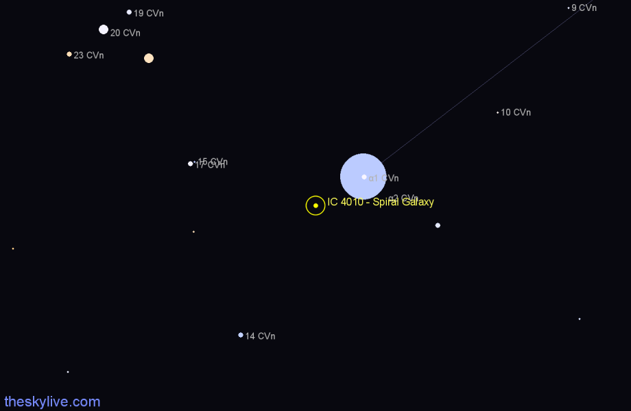 Finder chart IC 4010 - Spiral Galaxy in Canes Venatici star