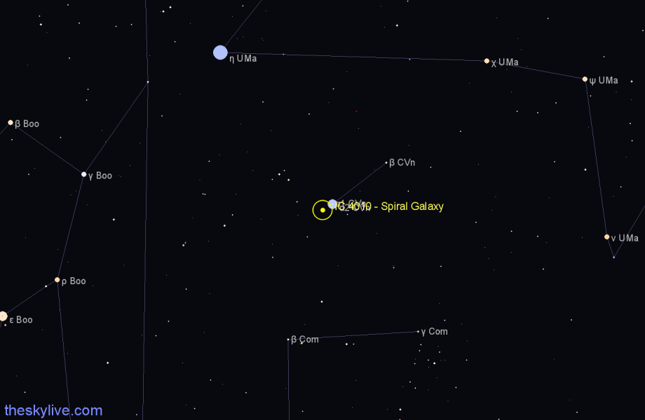 Finder chart IC 4010 - Spiral Galaxy in Canes Venatici star