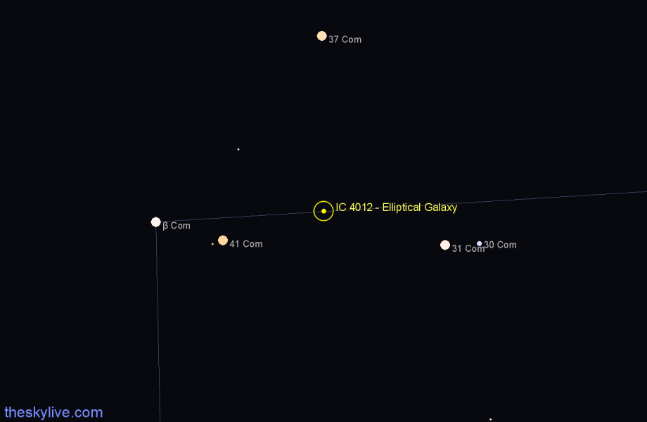 Finder chart IC 4012 - Elliptical Galaxy in Coma Berenices star