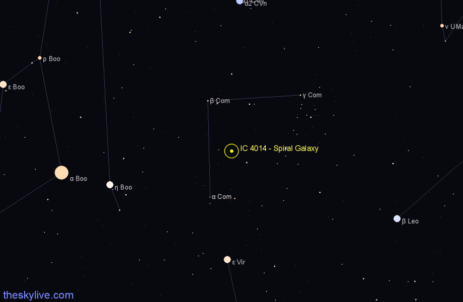 Finder chart IC 4014 - Spiral Galaxy in Coma Berenices star