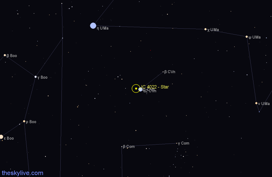 Finder chart IC 4022 - Star in Canes Venatici star