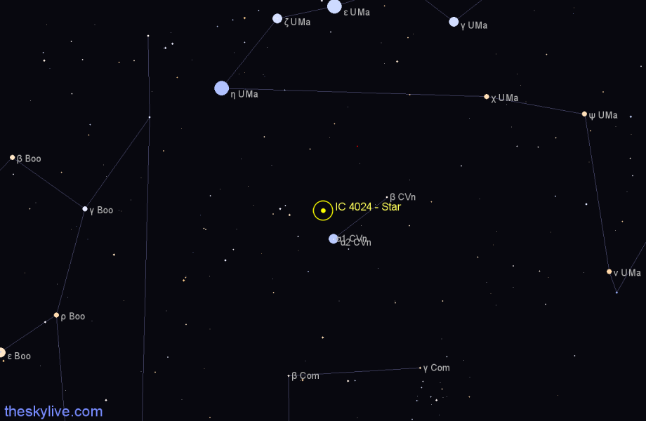 Finder chart IC 4024 - Star in Canes Venatici star