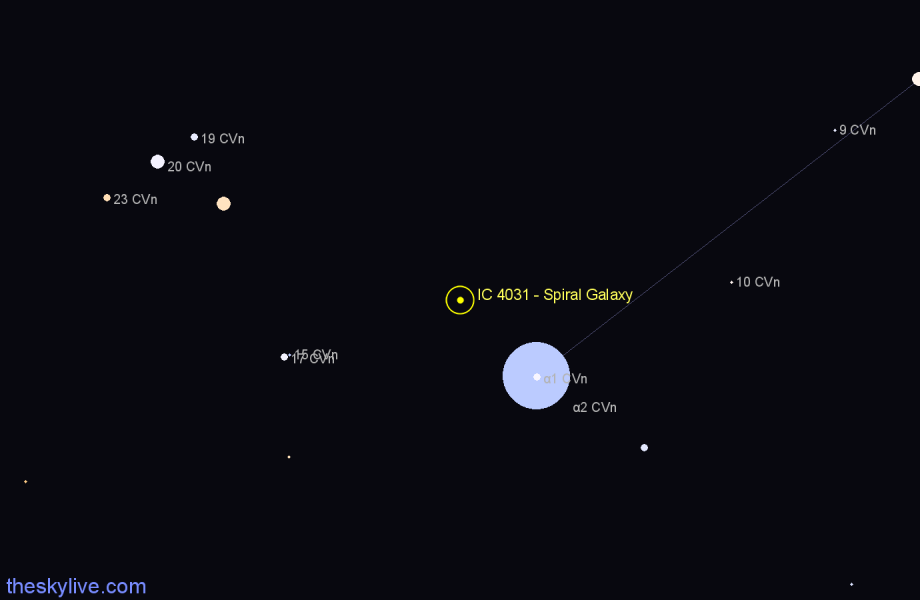Finder chart IC 4031 - Spiral Galaxy in Canes Venatici star