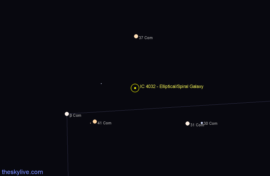 Finder chart IC 4032 - Elliptical/Spiral Galaxy in Coma Berenices star