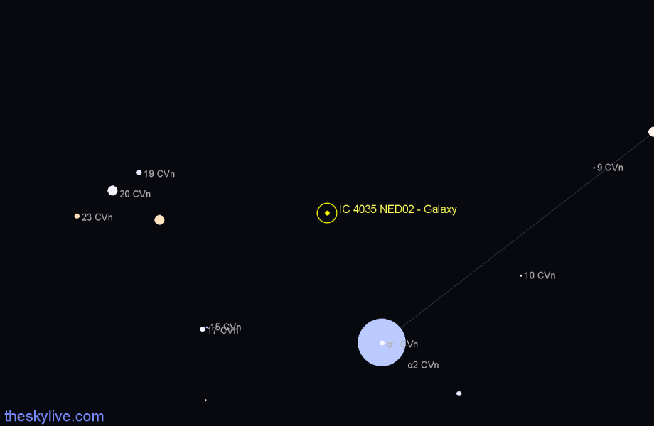 Finder chart IC 4035 NED02 - Galaxy in Canes Venatici star