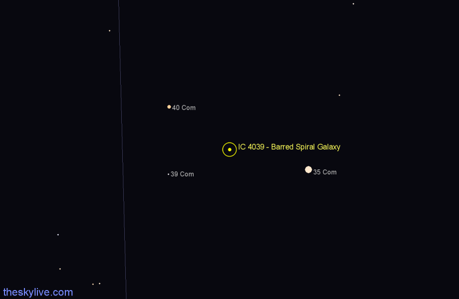 Finder chart IC 4039 - Barred Spiral Galaxy in Coma Berenices star