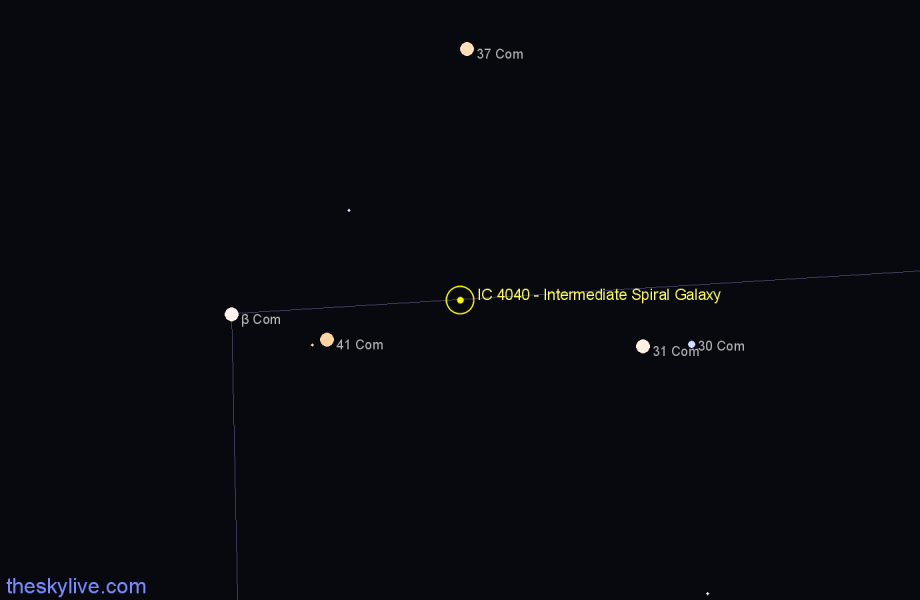 Finder chart IC 4040 - Intermediate Spiral Galaxy in Coma Berenices star