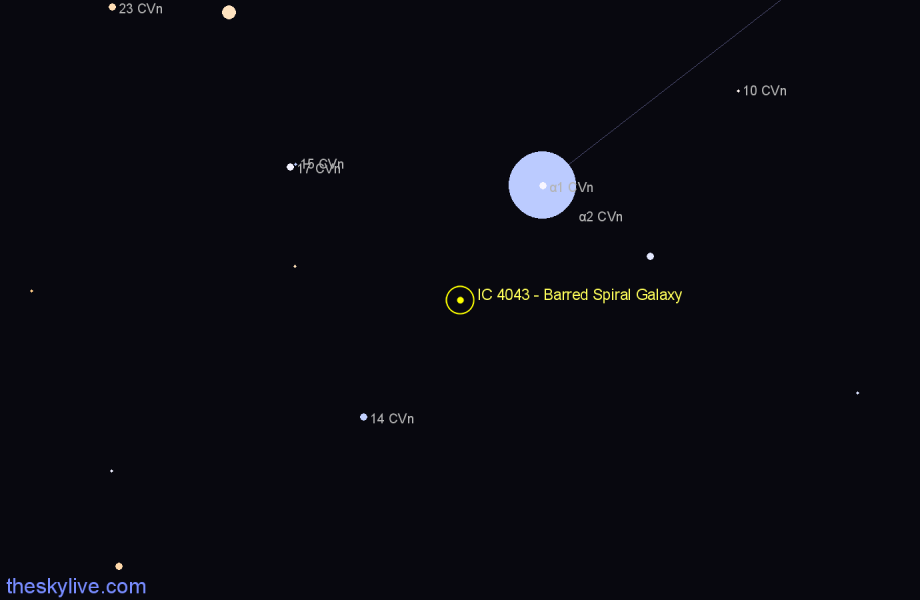 Finder chart IC 4043 - Barred Spiral Galaxy in Canes Venatici star