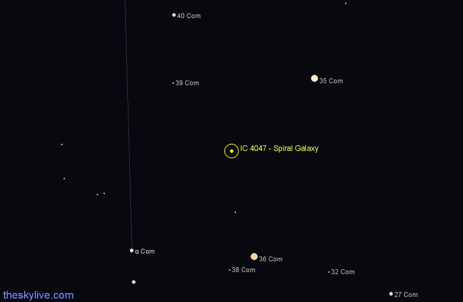 Finder chart IC 4047 - Spiral Galaxy in Coma Berenices star