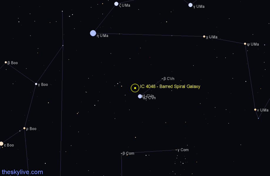 Finder chart IC 4048 - Barred Spiral Galaxy in Canes Venatici star