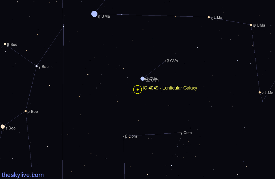 Finder chart IC 4049 - Lenticular Galaxy in Canes Venatici star