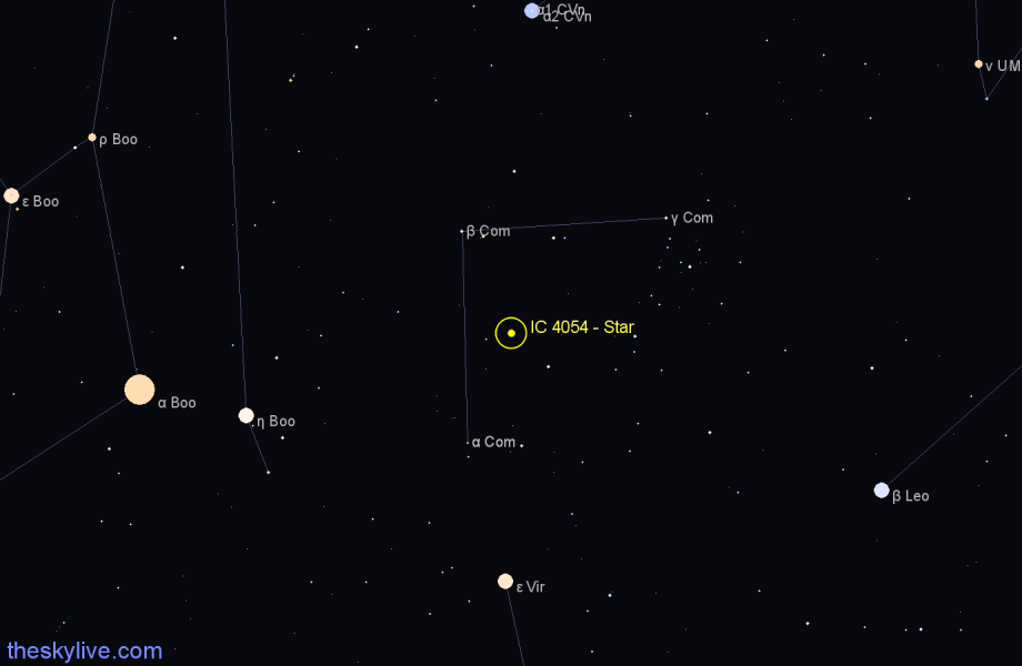 Finder chart IC 4054 - Star in Coma Berenices star