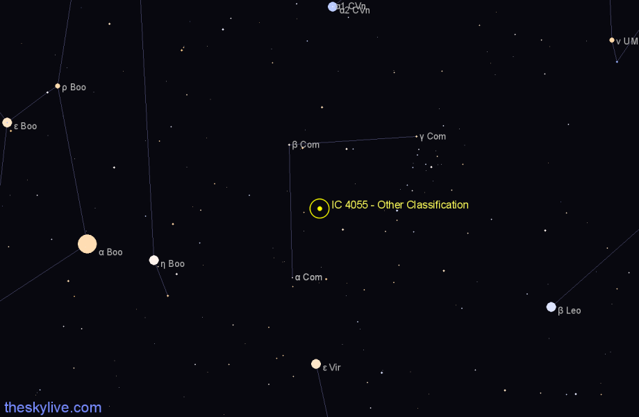 Finder chart IC 4055 - Other Classification in Coma Berenices star