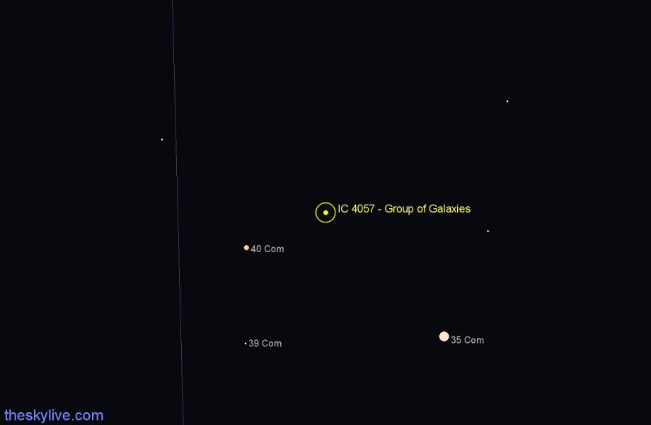 Finder chart IC 4057 - Group of Galaxies in Coma Berenices star