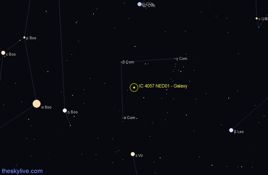 Finder chart IC 4057 NED01 - Galaxy in Coma Berenices star