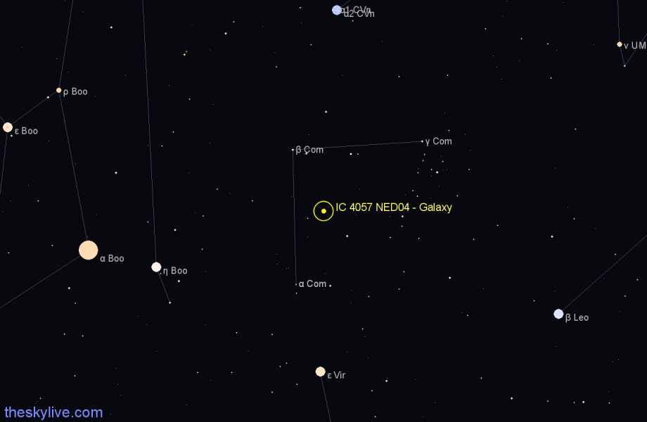 Finder chart IC 4057 NED04 - Galaxy in Coma Berenices star