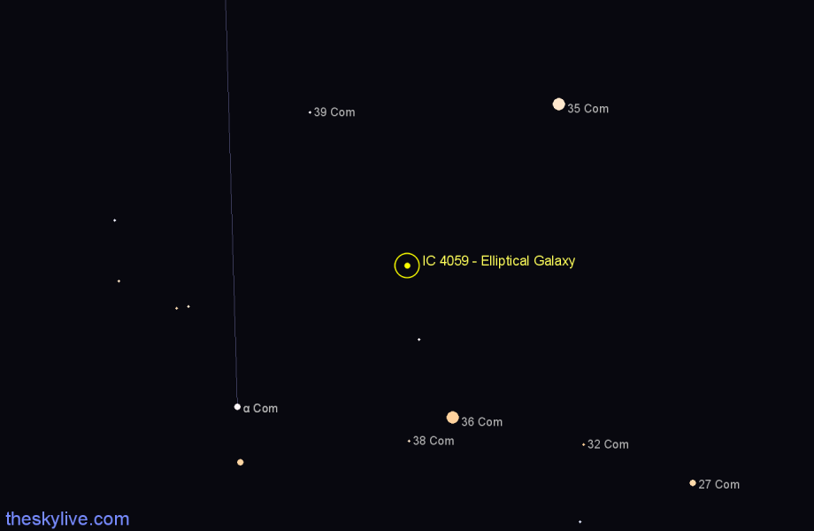 Finder chart IC 4059 - Elliptical Galaxy in Coma Berenices star