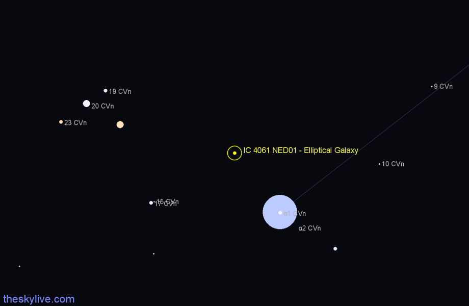 Finder chart IC 4061 NED01 - Elliptical Galaxy in Canes Venatici star