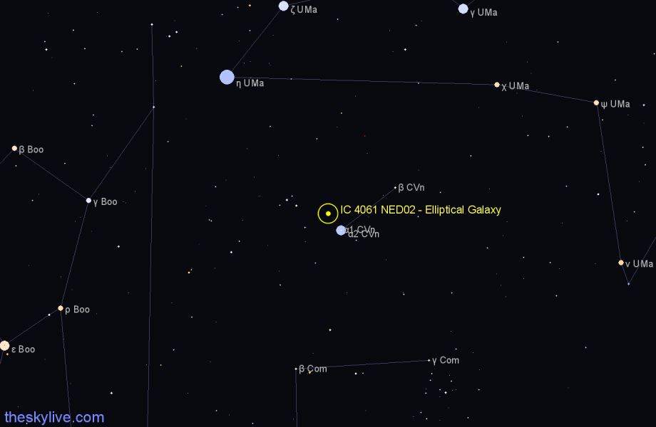 Finder chart IC 4061 NED02 - Elliptical Galaxy in Canes Venatici star