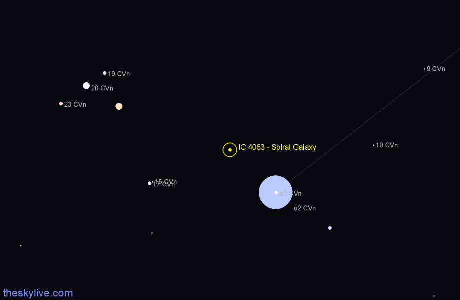 Finder chart IC 4063 - Spiral Galaxy in Canes Venatici star