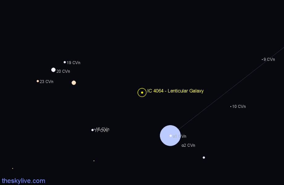 Finder chart IC 4064 - Lenticular Galaxy in Canes Venatici star