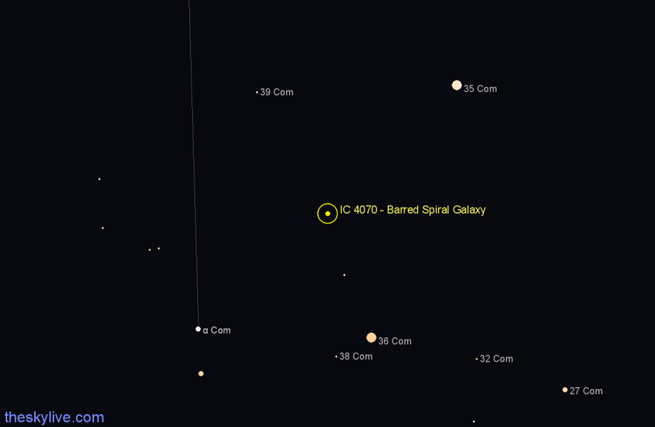 Finder chart IC 4070 - Barred Spiral Galaxy in Coma Berenices star