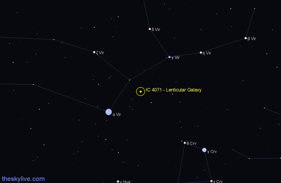 Finder chart IC 4071 - Lenticular Galaxy in Virgo star
