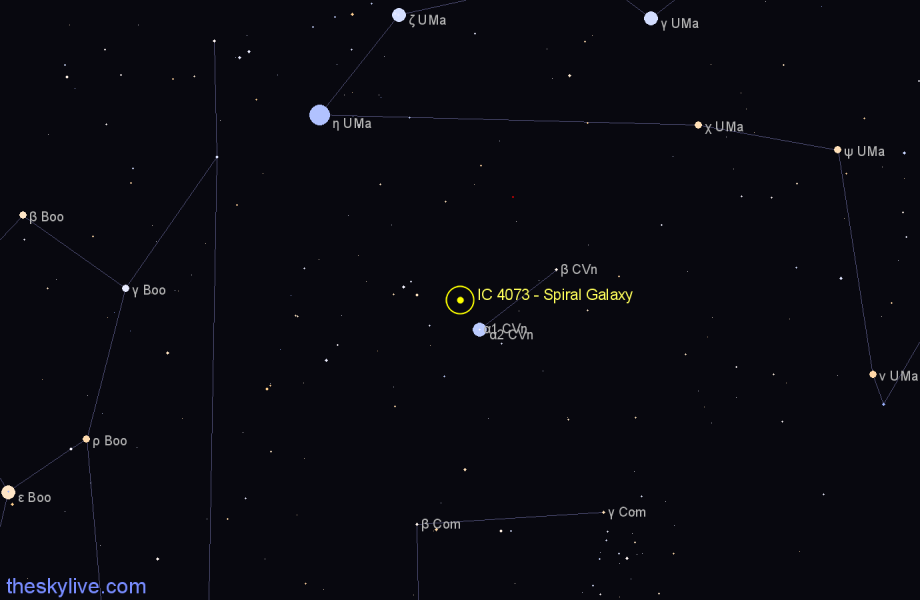 Finder chart IC 4073 - Spiral Galaxy in Canes Venatici star