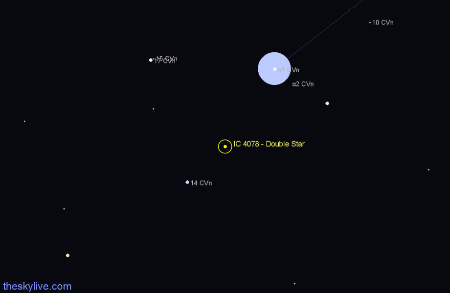 Finder chart IC 4078 - Double Star in Canes Venatici star