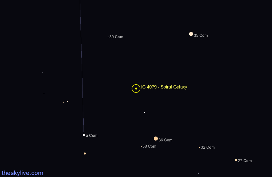 Finder chart IC 4079 - Spiral Galaxy in Coma Berenices star