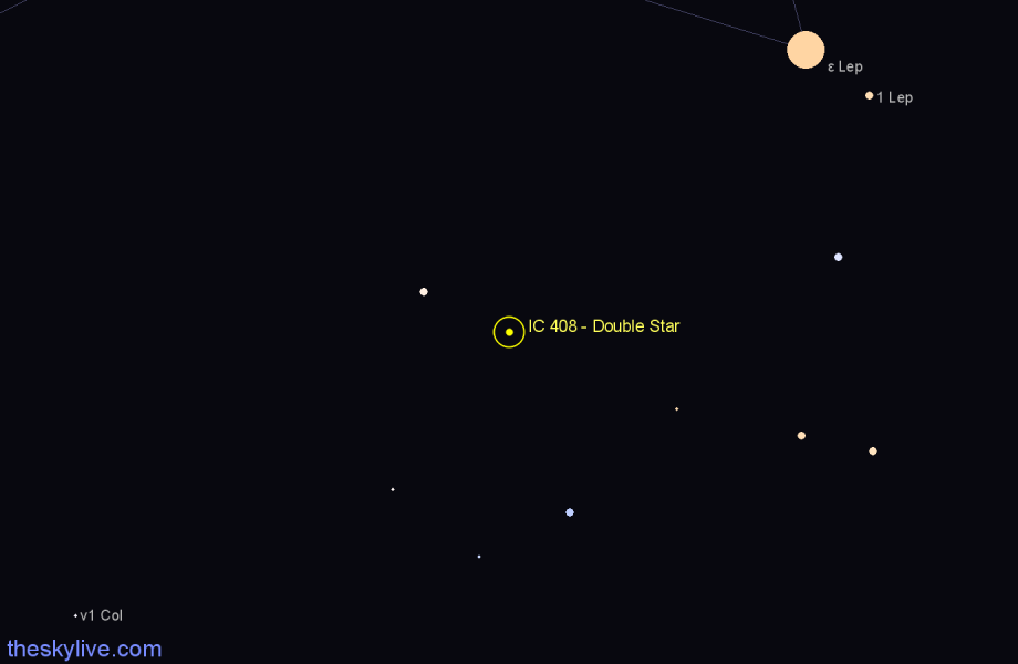 Finder chart IC 408 - Double Star in Lepus star