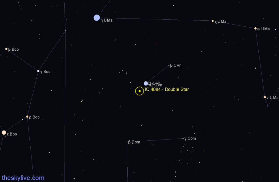 Finder chart IC 4084 - Double Star in Canes Venatici star