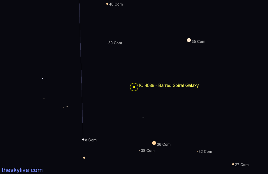 Finder chart IC 4089 - Barred Spiral Galaxy in Coma Berenices star