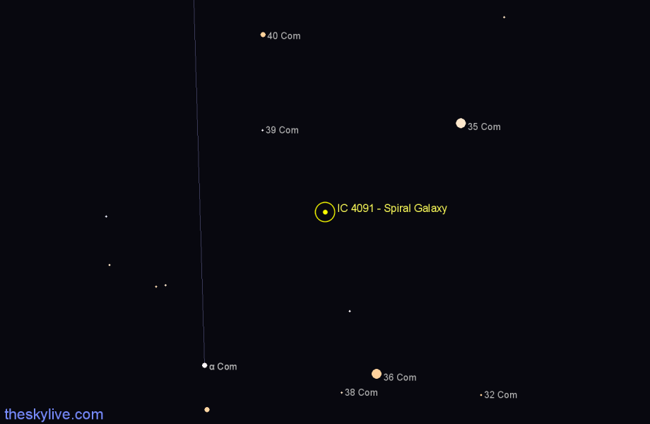 Finder chart IC 4091 - Spiral Galaxy in Coma Berenices star