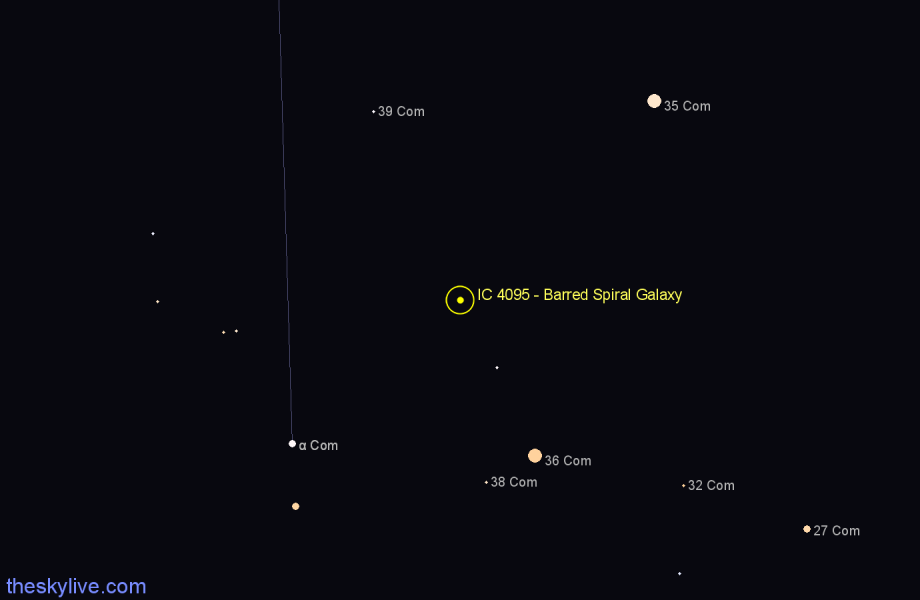 Finder chart IC 4095 - Barred Spiral Galaxy in Coma Berenices star