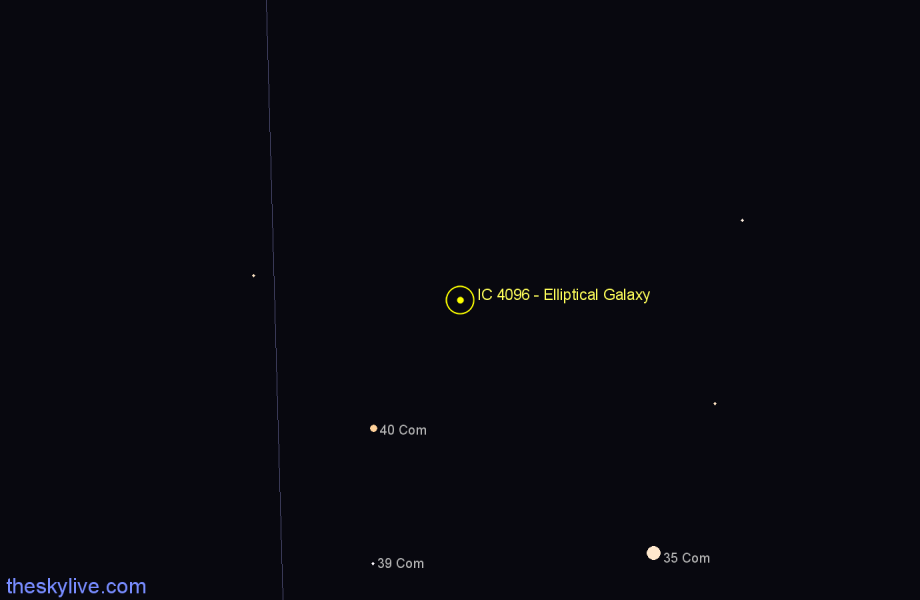 Finder chart IC 4096 - Elliptical Galaxy in Coma Berenices star