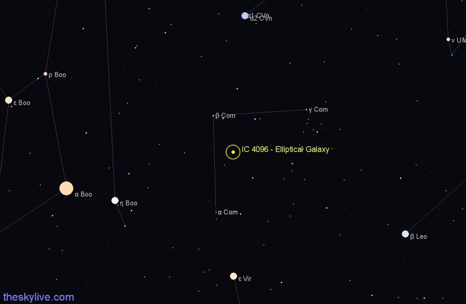 Finder chart IC 4096 - Elliptical Galaxy in Coma Berenices star