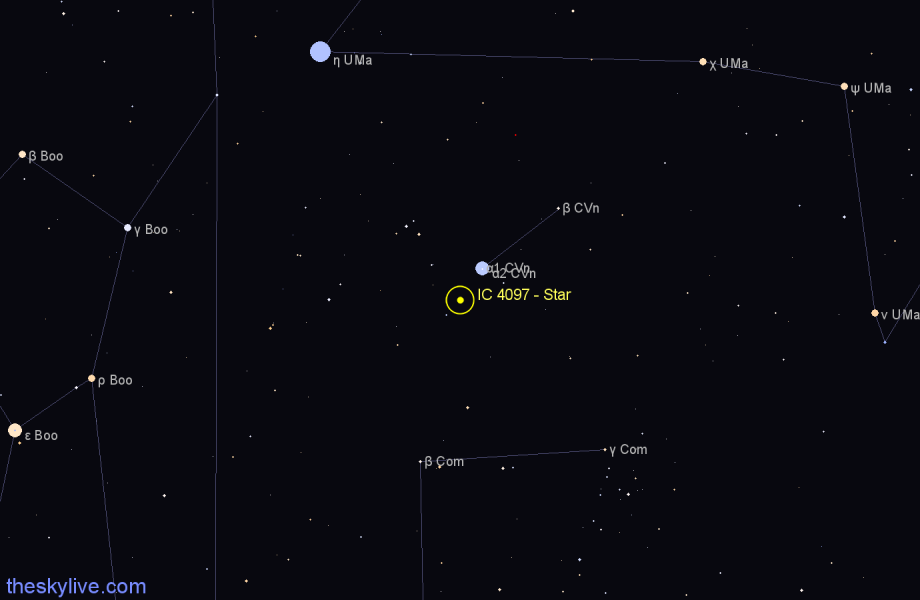 Finder chart IC 4097 - Star in Canes Venatici star