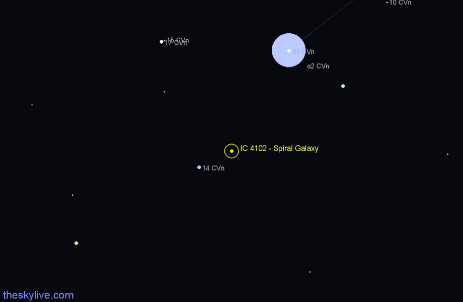 Finder chart IC 4102 - Spiral Galaxy in Canes Venatici star