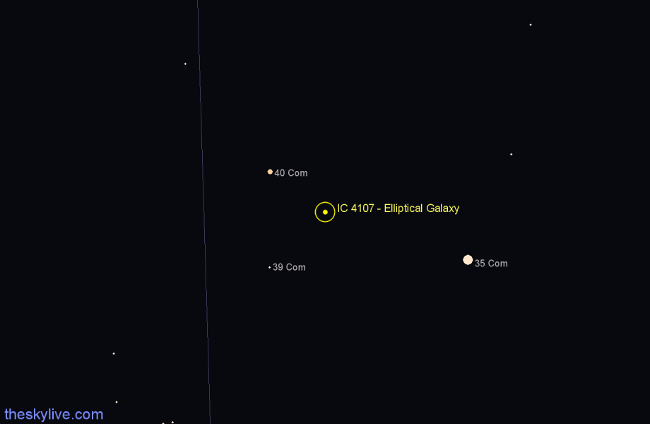 Finder chart IC 4107 - Elliptical Galaxy in Coma Berenices star