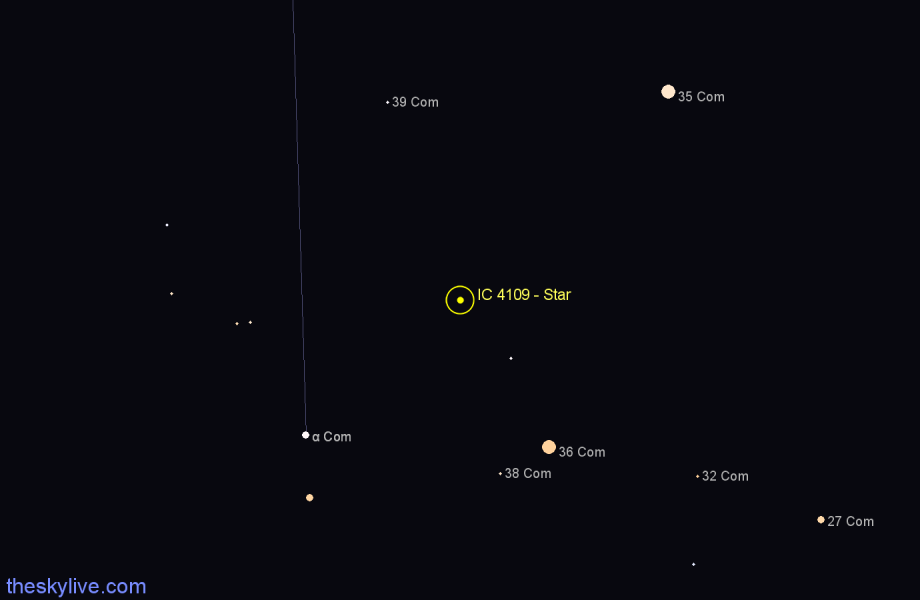 Finder chart IC 4109 - Star in Coma Berenices star