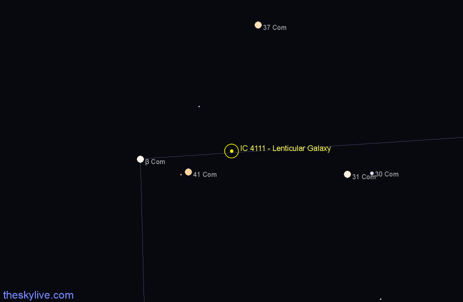 Finder chart IC 4111 - Lenticular Galaxy in Coma Berenices star