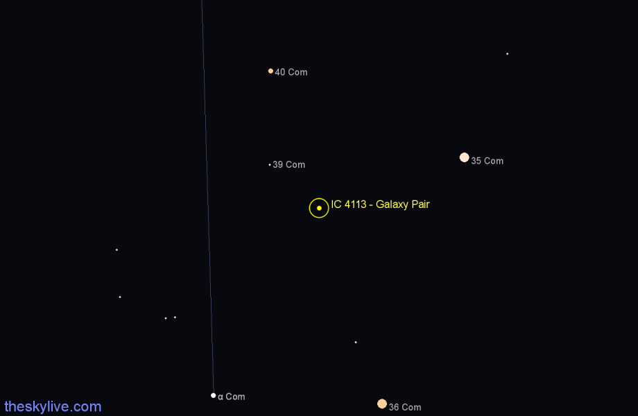 Finder chart IC 4113 - Galaxy Pair in Coma Berenices star